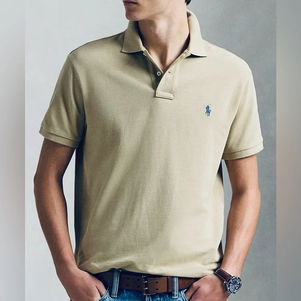 Polo Ralph Lauren Men’s Sz XL Beige Iconic Mesh Knit‎ Polo Shirt